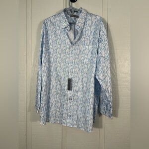 Daniel Cremieux Signature Long Sleeve Woven Shirt Blue & White Size XXL NWT
